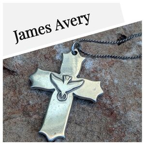 Rare-Retired James Avery Sterling Descending Dove Holy Spirit Cross Pendant